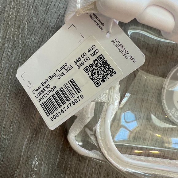 NWT White/Vapor Clear Logo lululemon Everywhere Belt Bag (EBB) - Picture 9 of 12